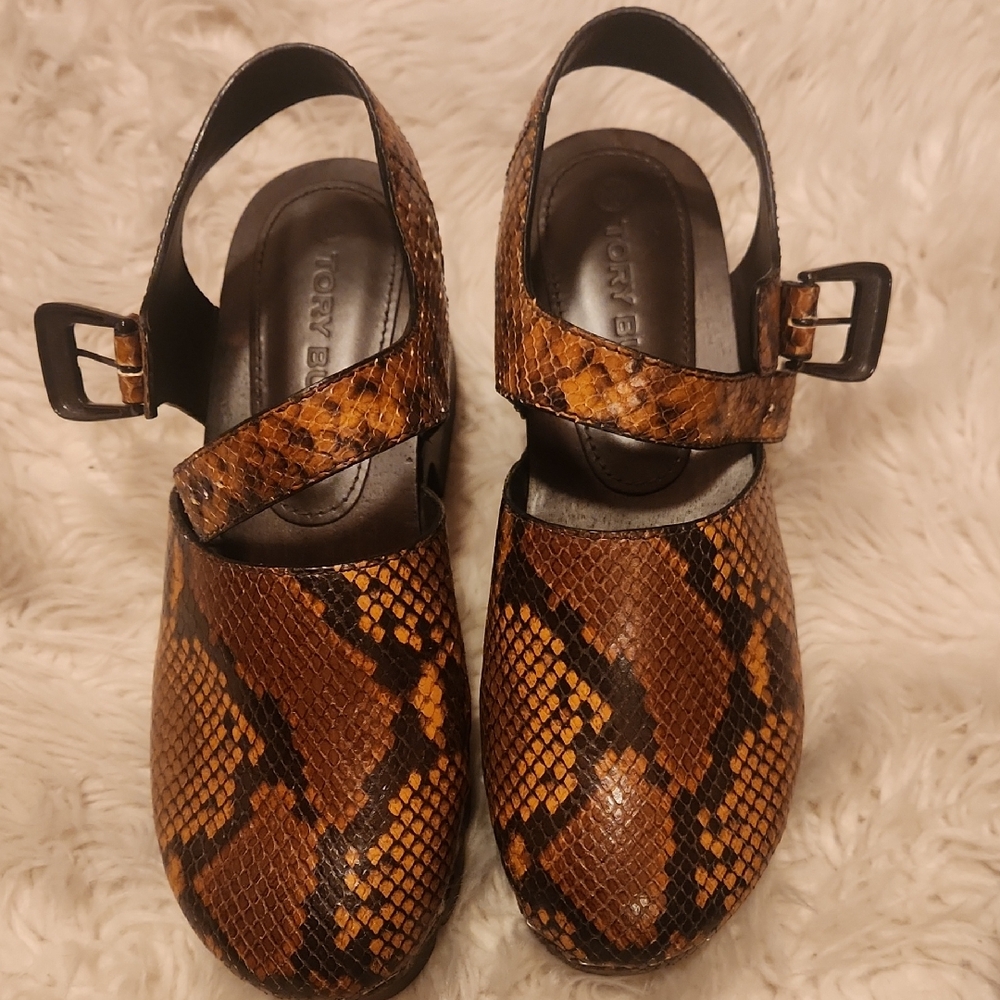 Tory Burch Brown and Black Dress Shoes with Snake Print